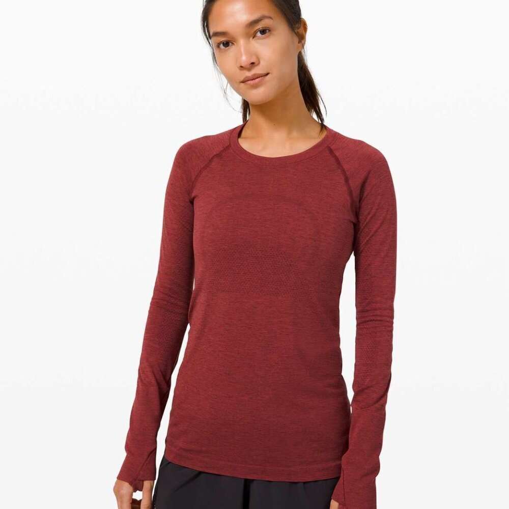 Lululemon Swiftly Tech Long Sleeve 2.0 Burgundy Womens Size 8
